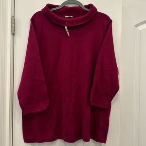 Talbots plus sweater. Beautiful raspberry color, 3/4 sleeve. Size 2X. NWT